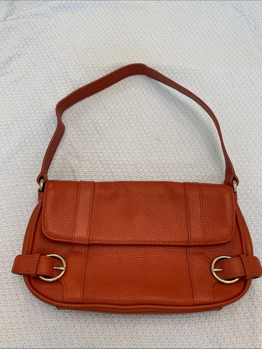 Ann Taylor Rust Orange Leather Shoulder Bag